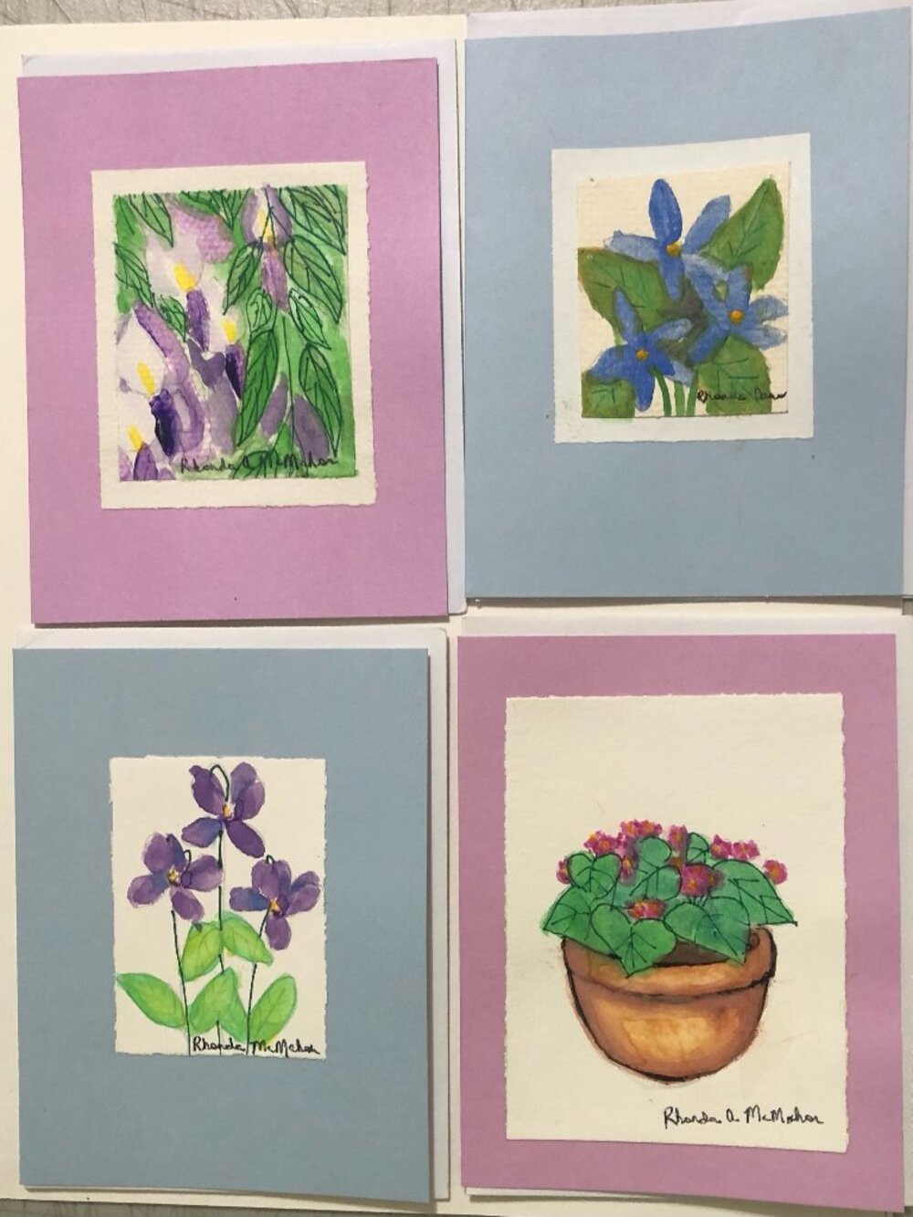 Hand Painted Water Color Cards with Envelopes